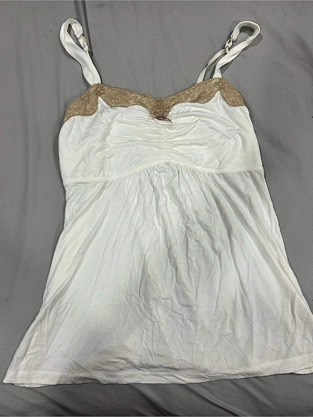 Soma Cool Nights Lace-Trim Cami White & Gold Medium